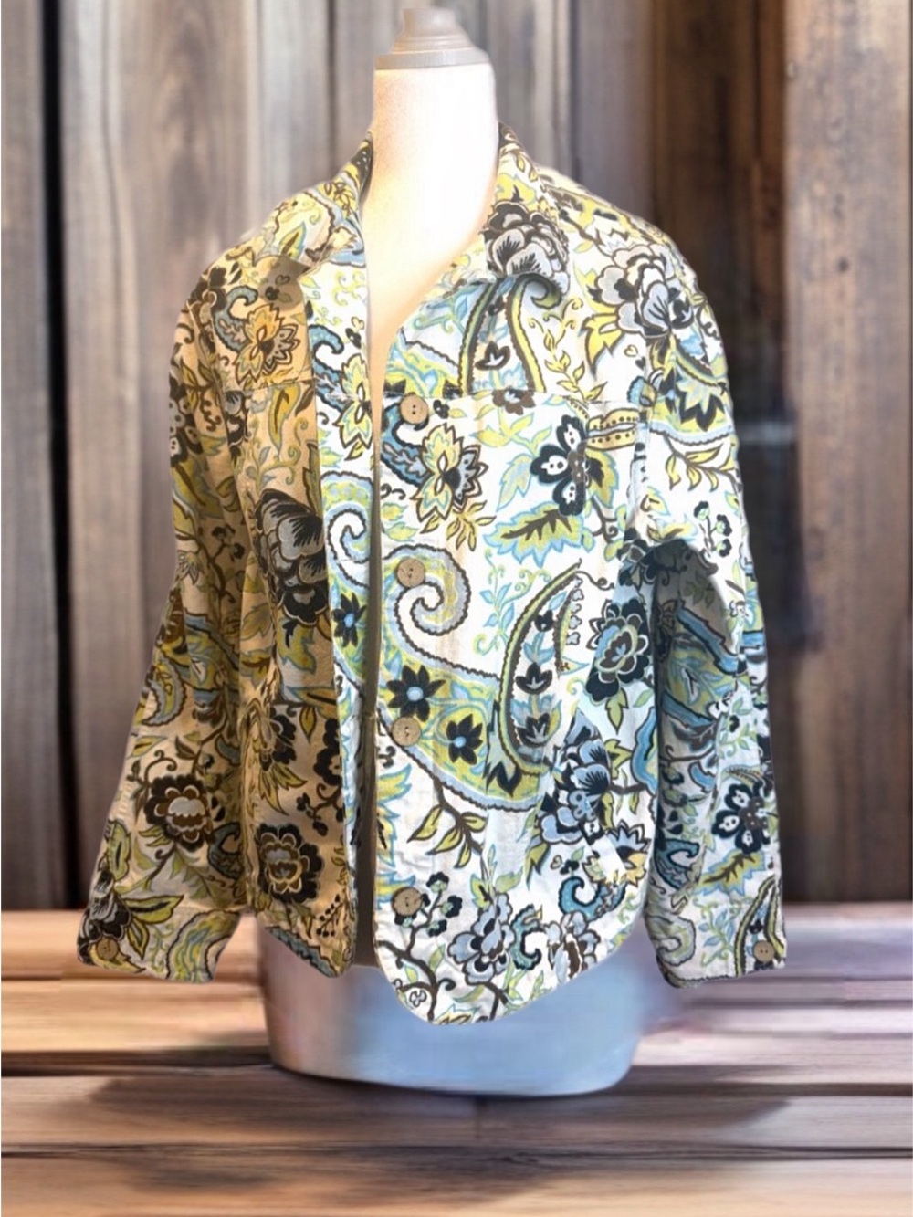 Paisley boho 70's look denim jacket